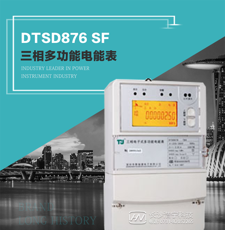產(chǎn)品型號：DTSD876 SF型 三相多功能電能表
精度等級：有功0.5級 1級；無功2級 
額定電壓： 3×100V 3×57.7/100V 3×220/380V 
額定電流： 1.5(6)A 5(20)A 10(40)A 15(60)A 20(80)A 30(100)A 
頻 率： -40℃～+70℃ 
工作溫度：≤0.5S 
顯示方式： ≥1000mAh 
整機功耗： ≥10年 
重量： 約2.4kg 
外形尺寸： 293mm×175mm×80mm